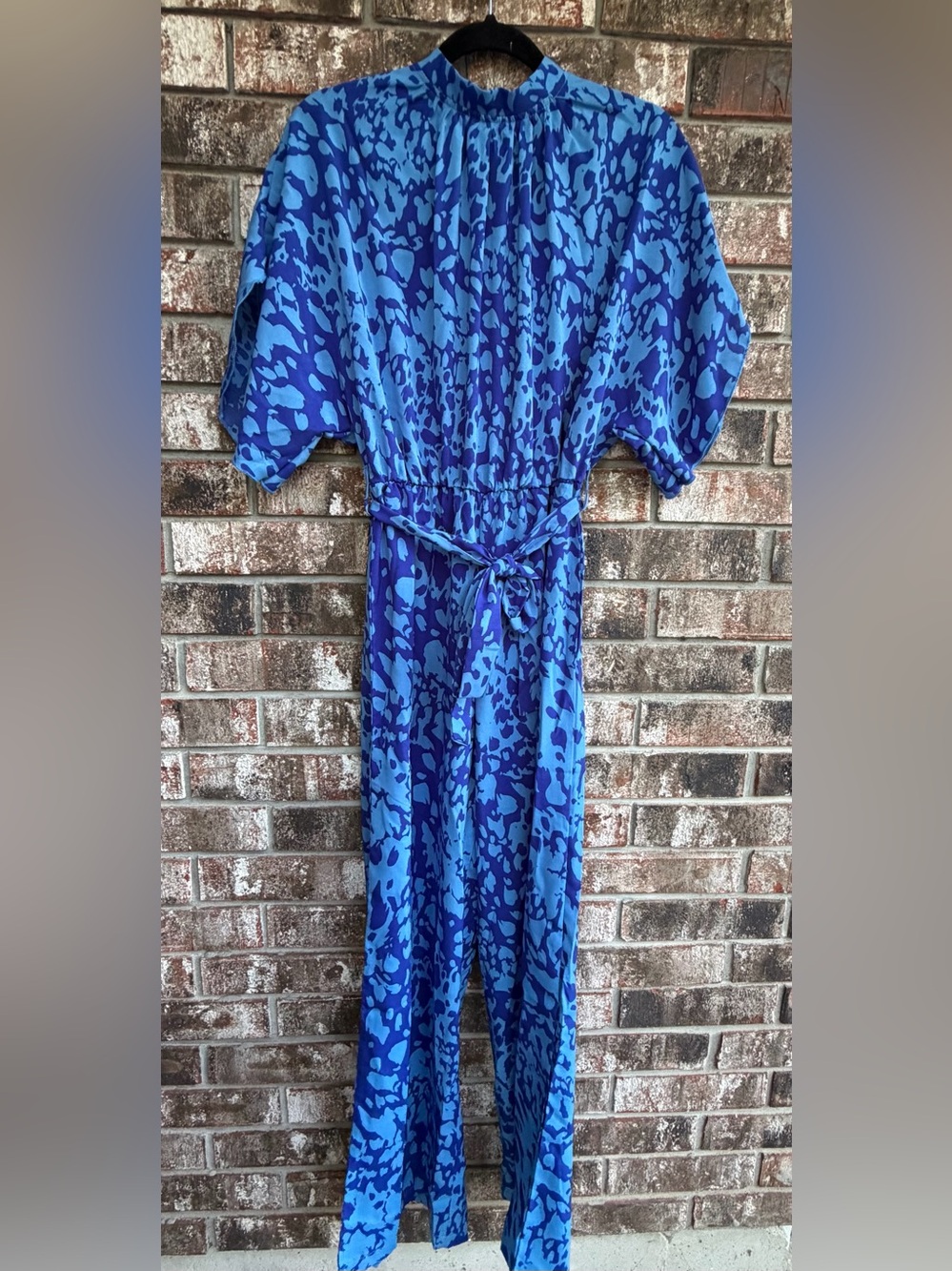 SHEIN Blue Two-Tone Abstract Print Jumpsuit